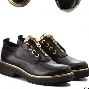 GEOX black & gold leather loafers shoes
